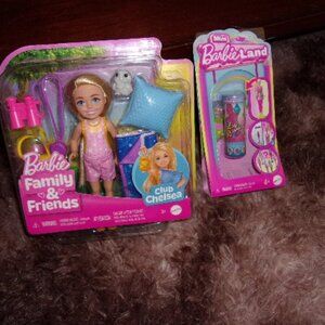 Barbie Bundle-New Family & Friends Club Chelsea Camping and Mini Barbie Land